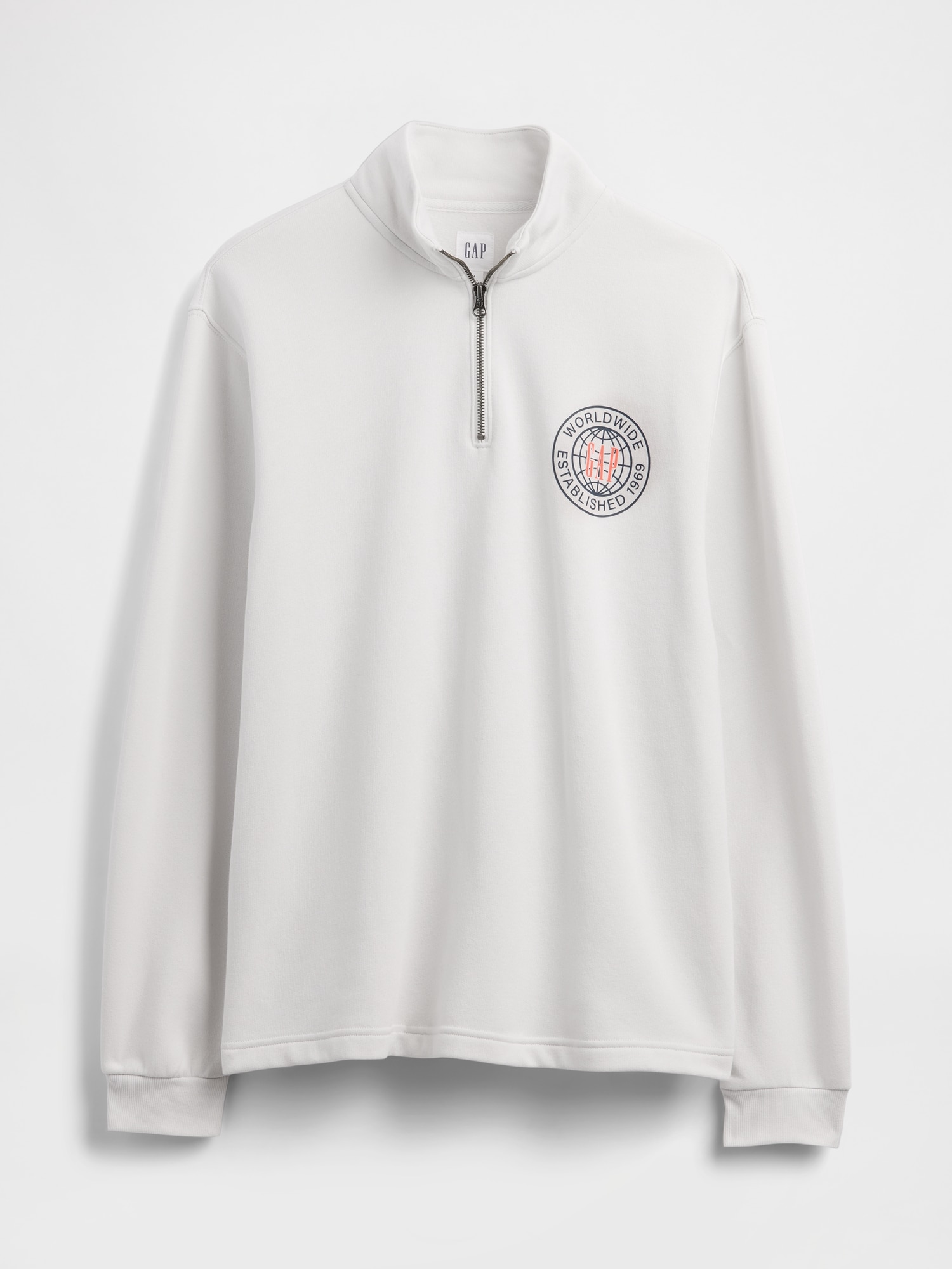 リラックスフィット GAPロゴ グラフィック 1/4 ジップアップ スウェットシャツ-4