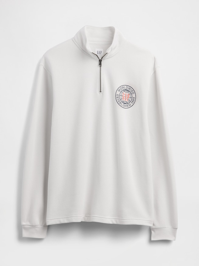 リラックスフィット GAPロゴ グラフィック 1/4 ジップアップ スウェットシャツ-4