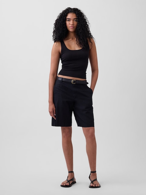 9" Low Rise Linen-Blend Trouser Shorts