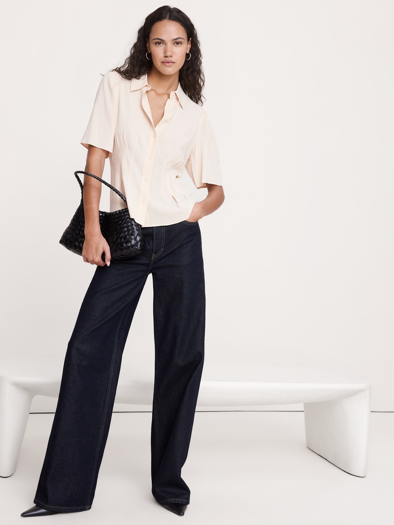 CHEMISIER NOUÉ AU DOS EN CRÊPE GEORGETTE