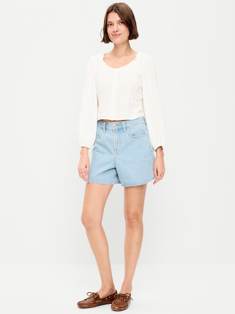 High-Waisted Wow Baggy Jean Shorts -- 5-inch inseam
