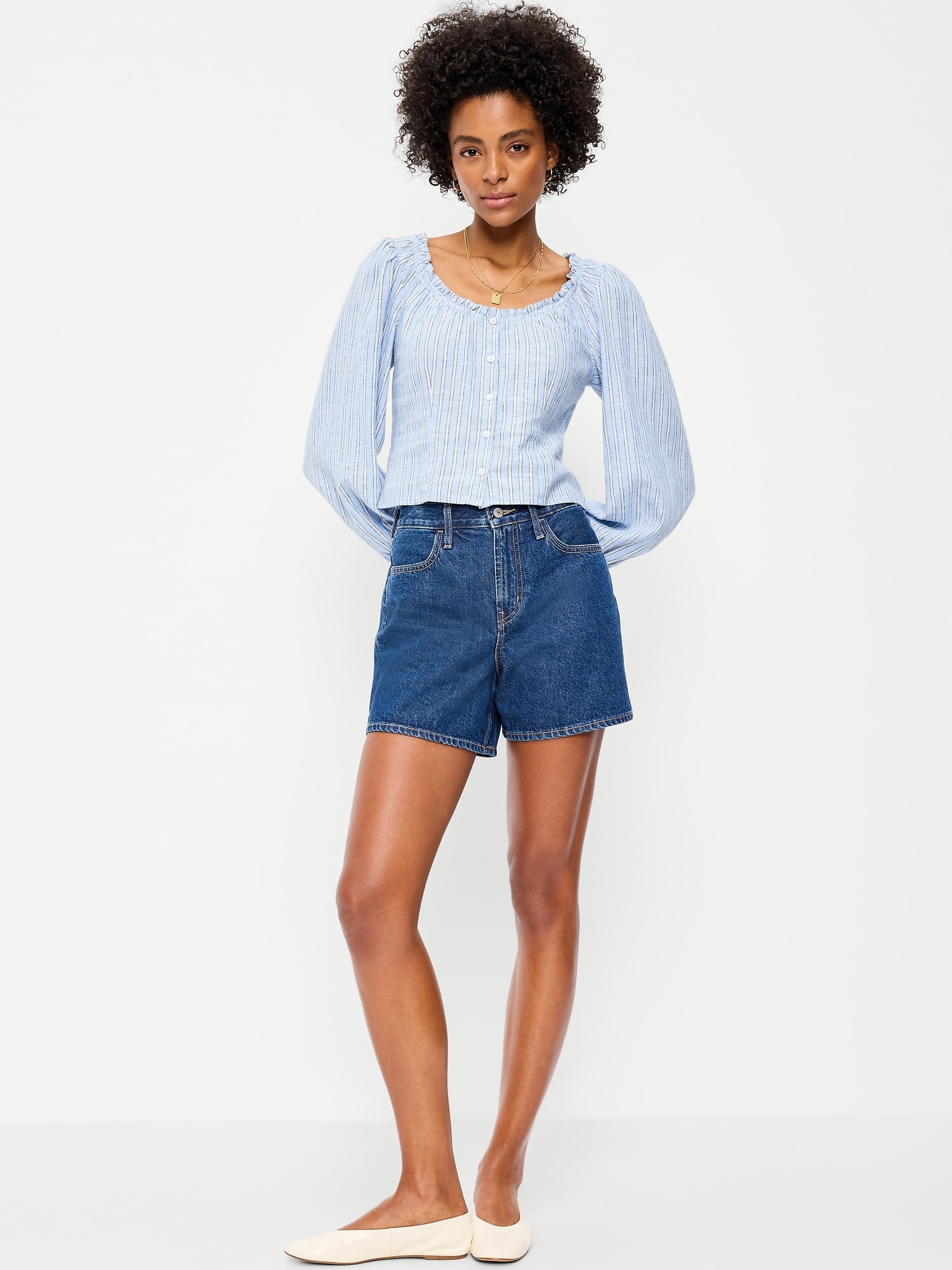 High-Waisted Wow Baggy Jean Shorts -- 5-inch inseam