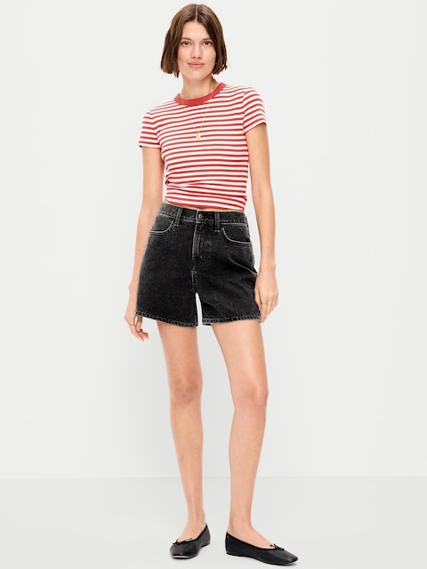 High-Waisted Wow Baggy Jean Shorts -- 5-inch inseam