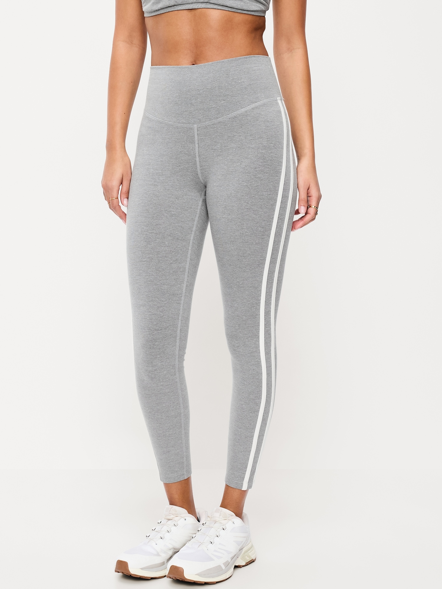 High-Waisted PowerChill Side-Striped 7/8 Cotton Leggings