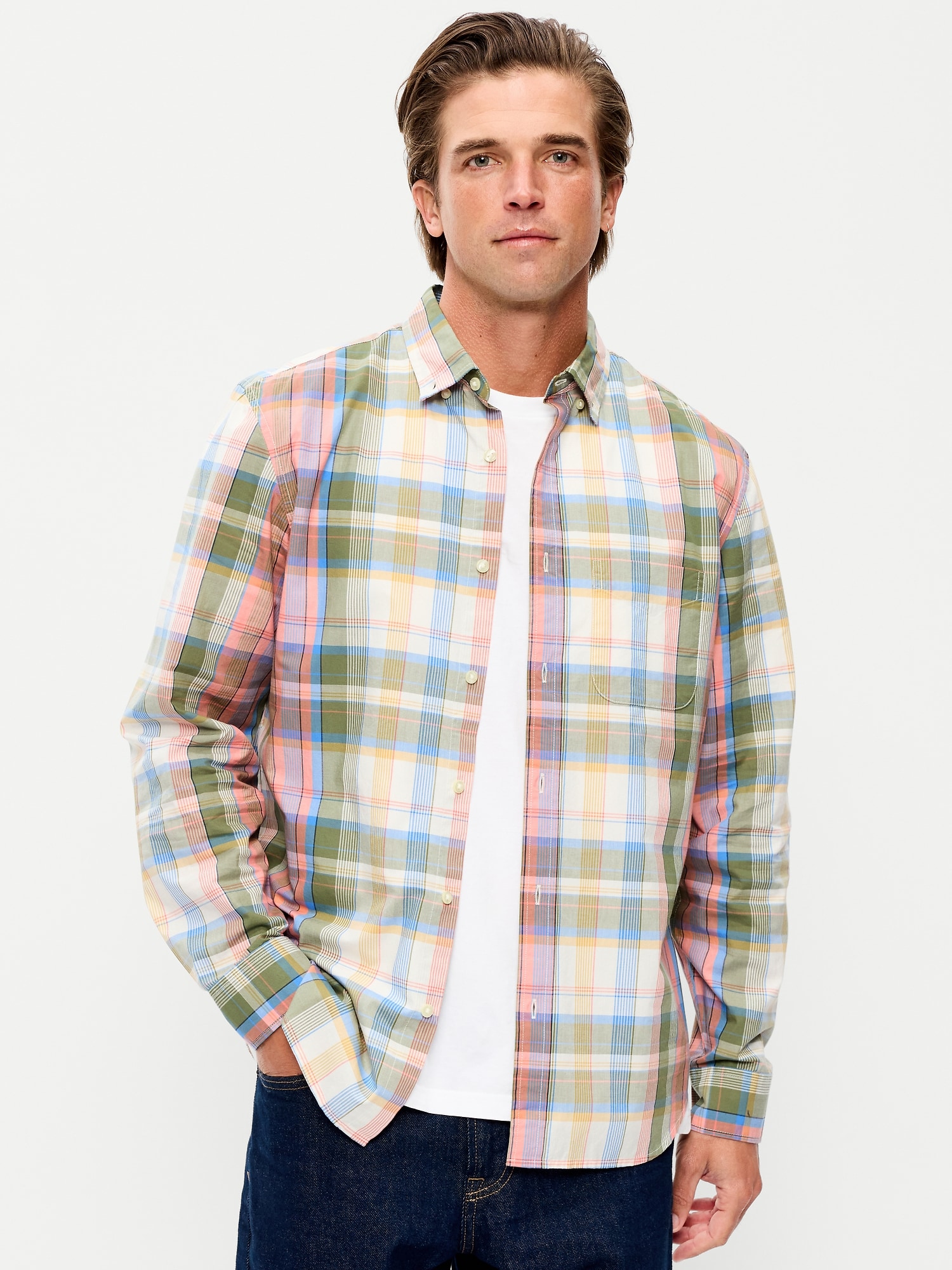 CHEMISE PASSE-PARTOUT COUPE CLASSIQUE EN POPELINE À CARREAUX
