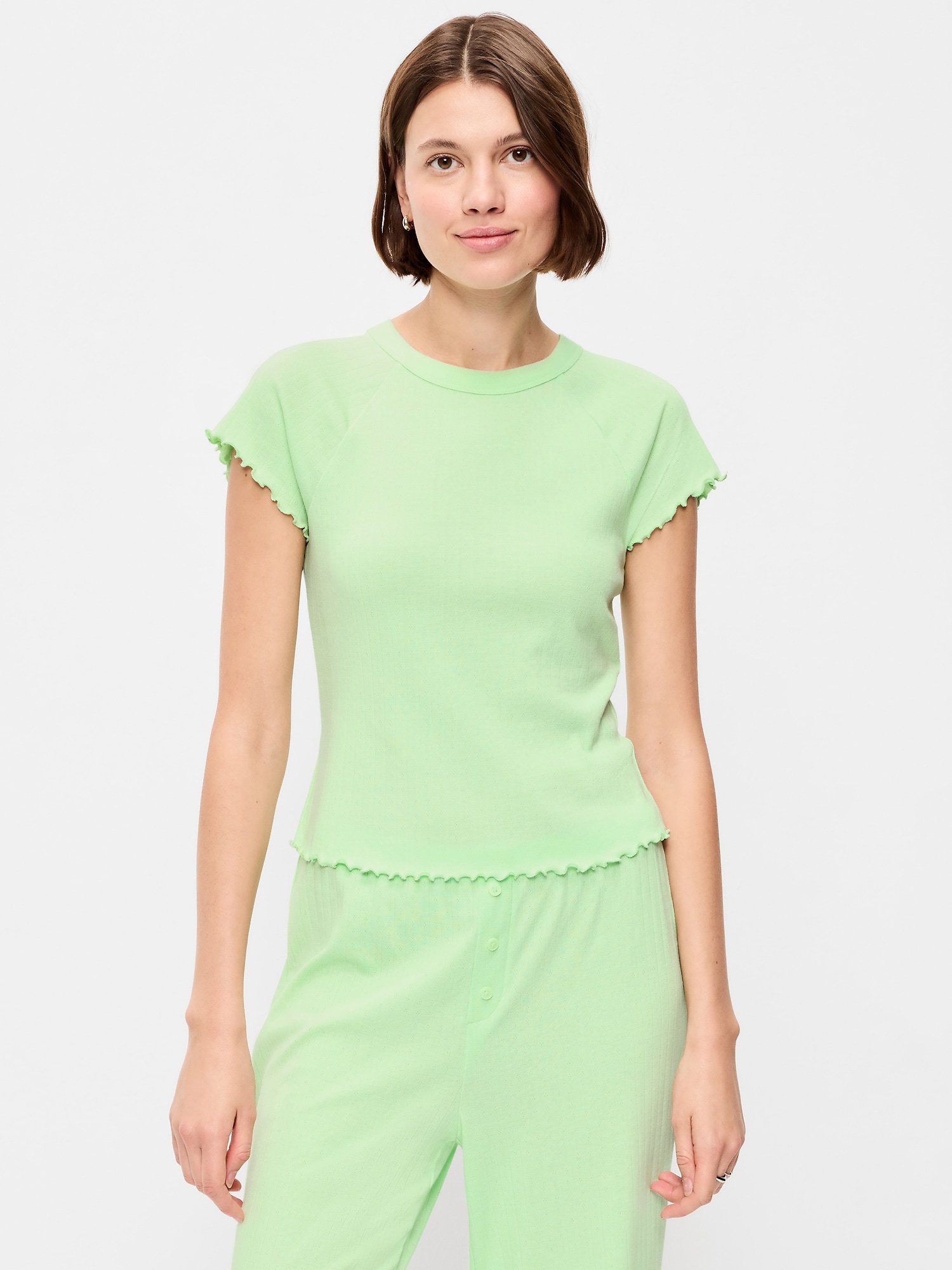 Short-Sleeve Pointelle Pajama Top