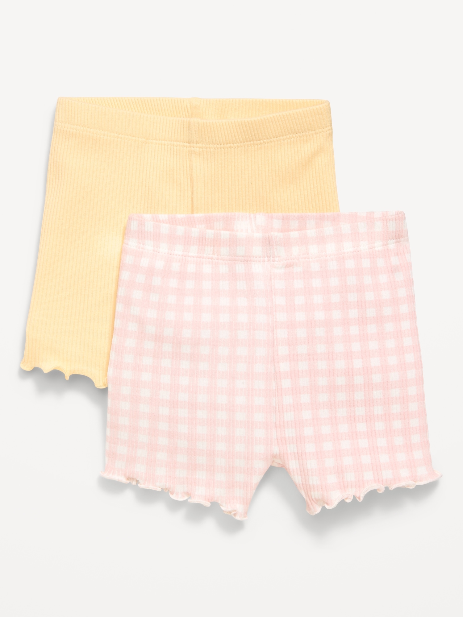 Ribbed Lettuce-Edge Biker Shorts 2-Pack for Baby