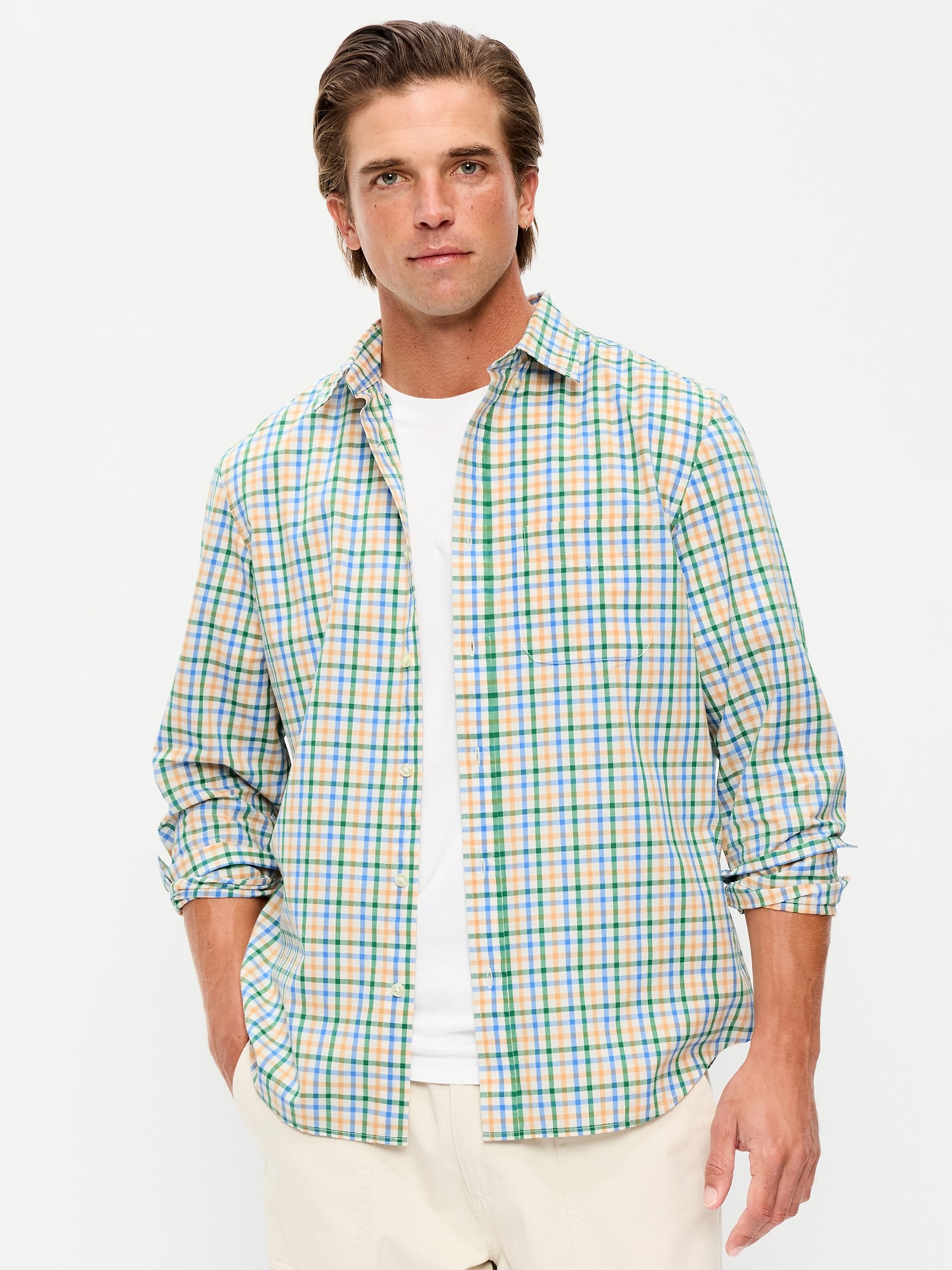 CHEMISE PASSE-PARTOUT COUPE CLASSIQUE EN POPELINE À CARREAUX
