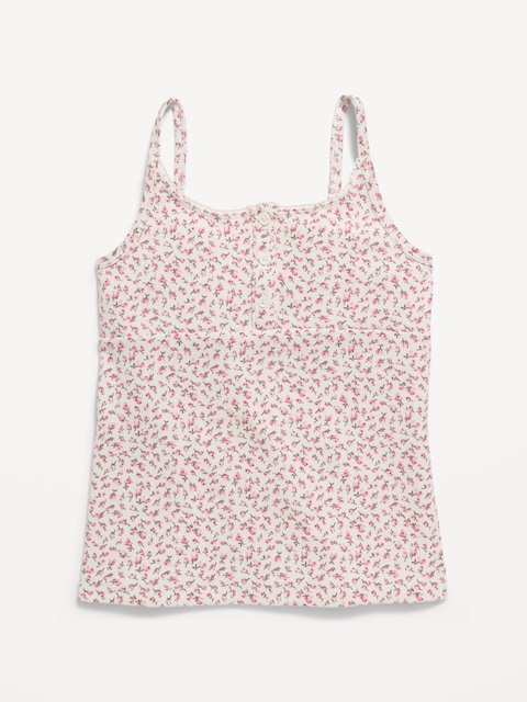 CAMISOLE AJUSTÉE À ENCOLURE HENLEY ET MOTIF POUR FILLE