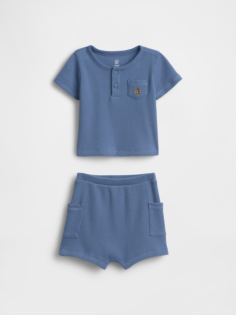 Baby Waffle Henley Outfit Set