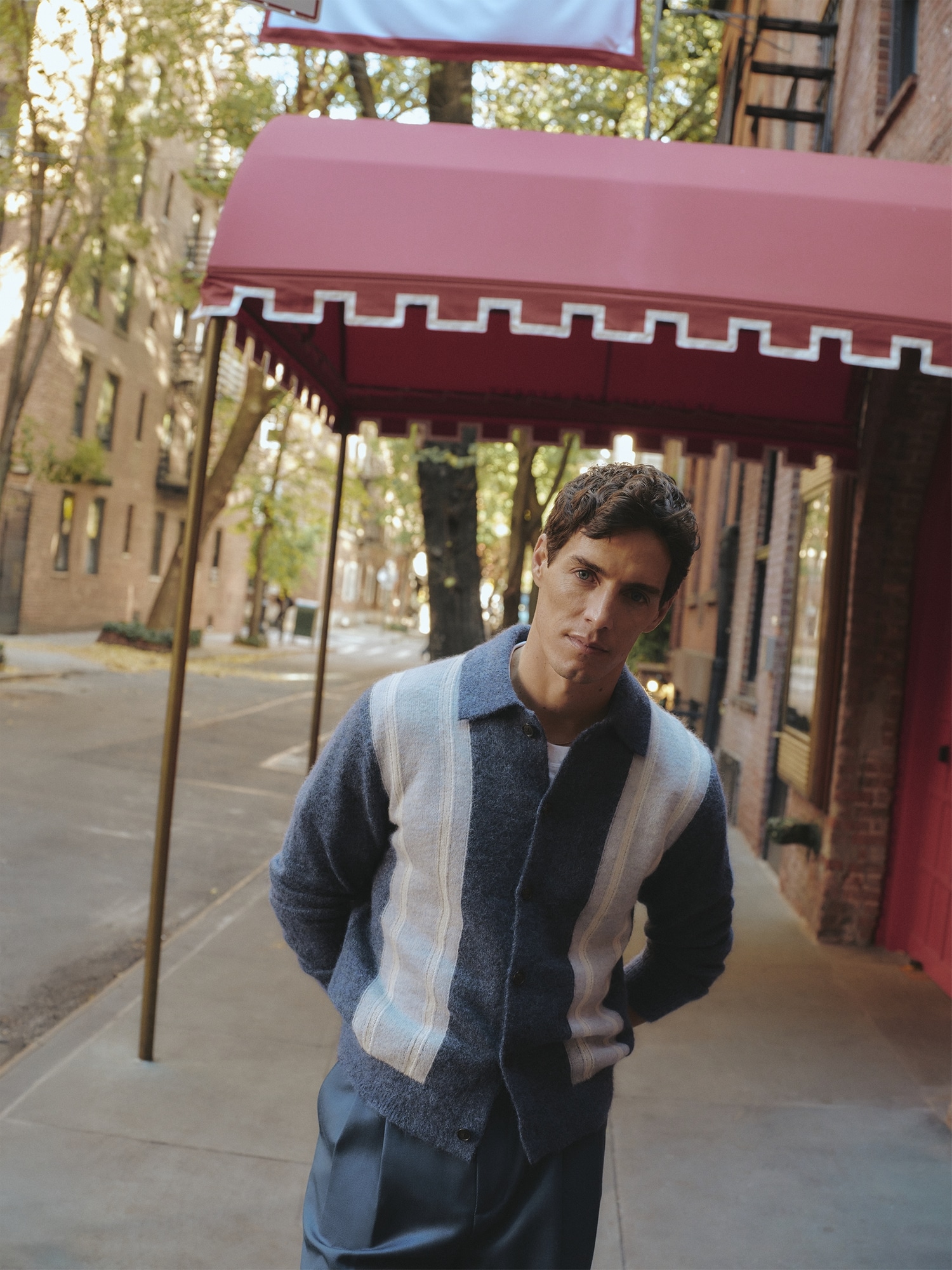 イタリアン アルパカブレンド ポロ カーディガン-4