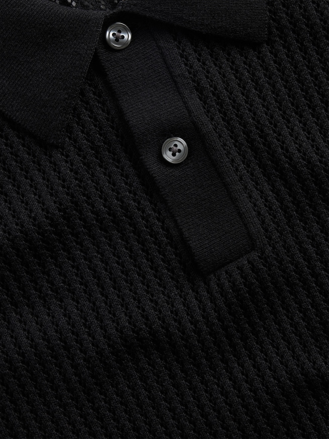 クロシェ ニットポロシャツ-3