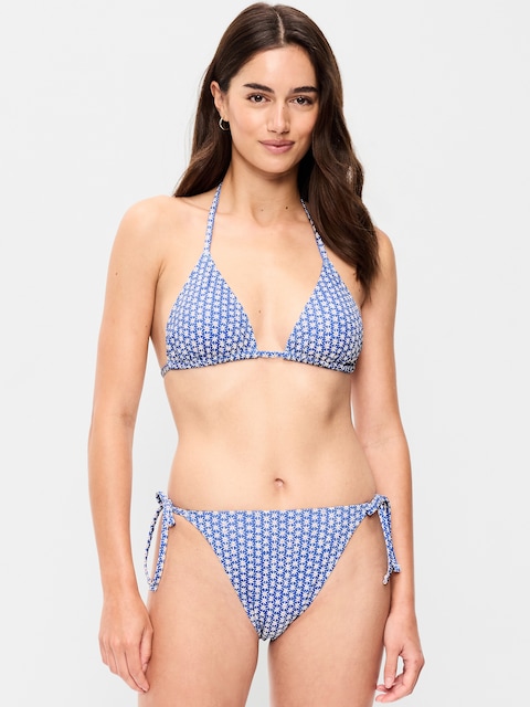 Pique Triangle String Bikini Swim Top