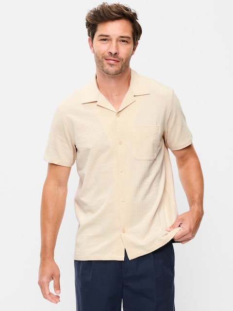 CHEMISE DE VACANCES TEXTURÉE À MANCHES COURTES