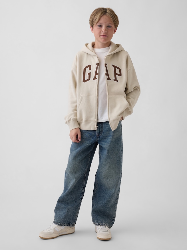 ヴィンテージソフト GAPロゴ ジップアップパーカー (キッズ)-3