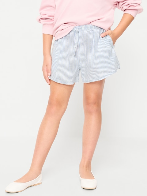 SHORT EN MÉLANGE DE LIN À MOTIF POUR FILLE