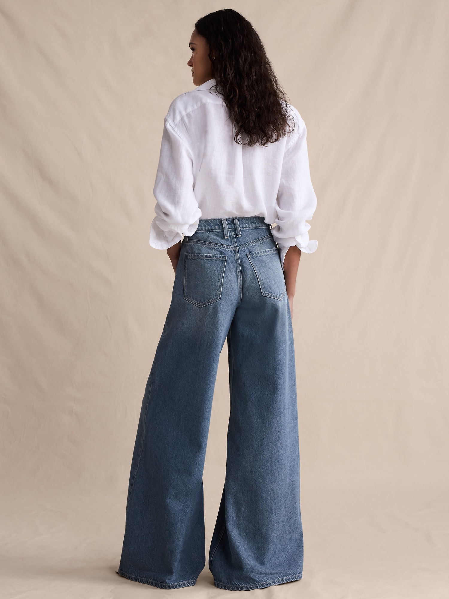 ハイライズ ワイドレッグ ライトウェイト パラッツォ ジーンズ-1