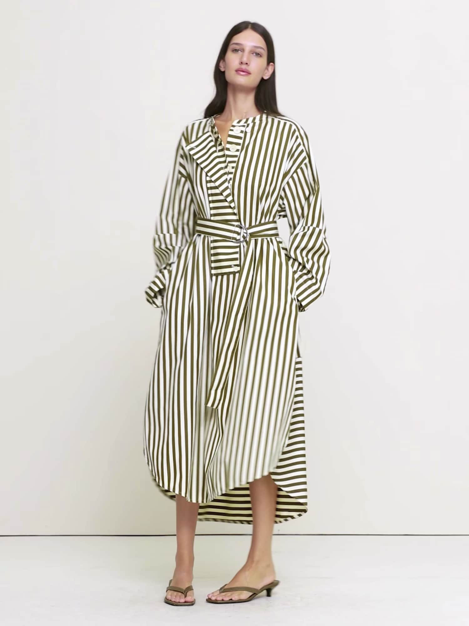 コットン ポプリン ビッグボタン シャツドレス-5