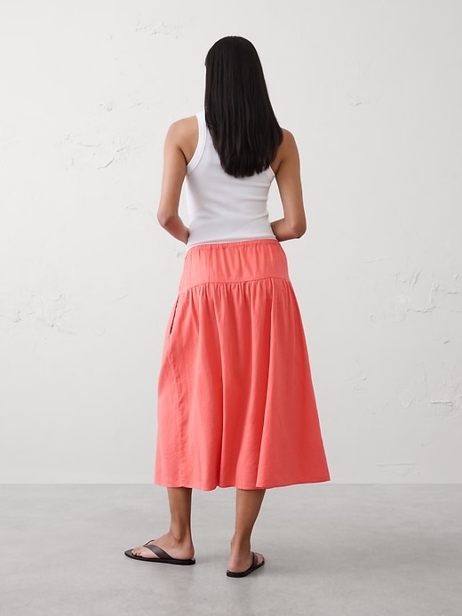 Linen-Blend Drop-Waist Midi Skirt | Banana Republic Factory