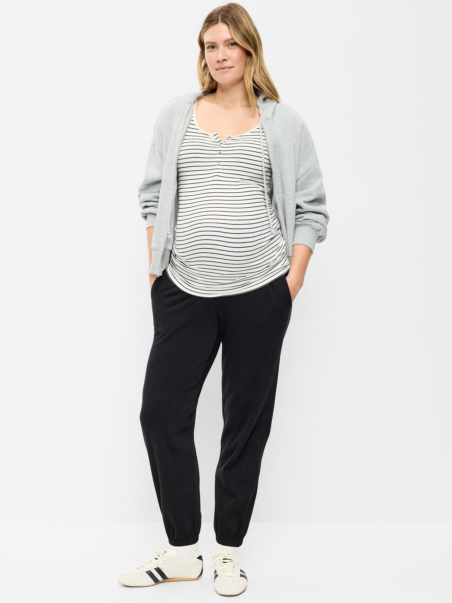 Maternity Rollover-Waist Fleece Jogger