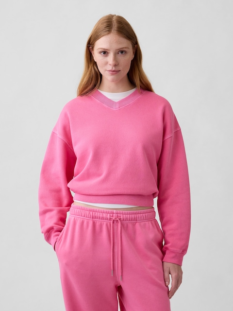 Oversized Wedge V-Neck Sweatshirt