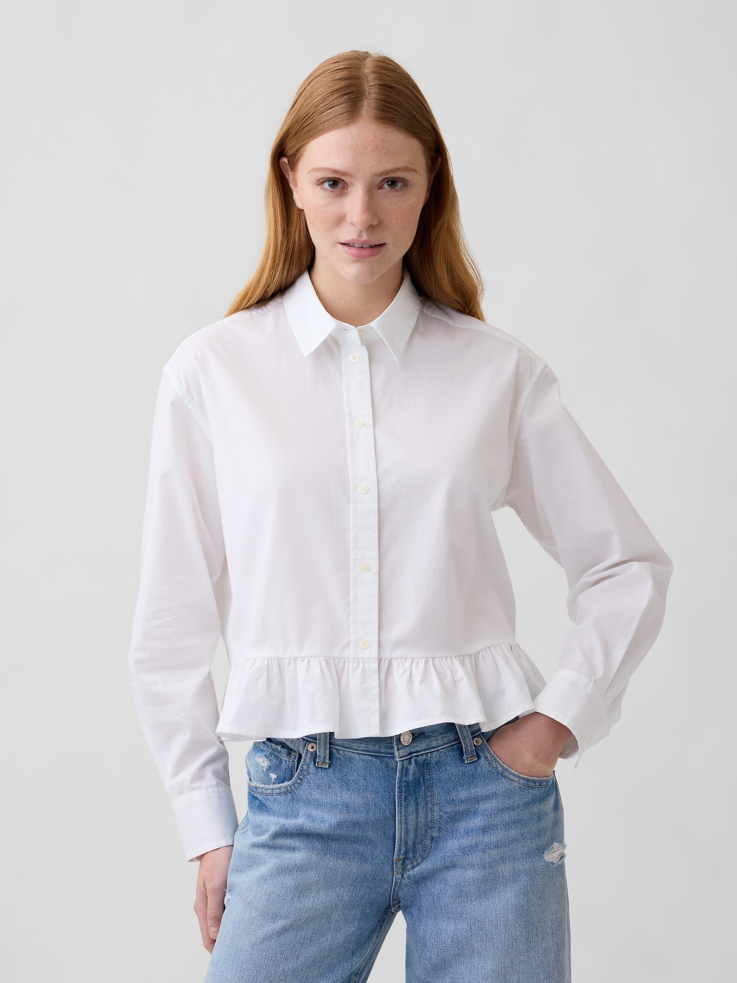 Relaxed Cropped Ruffle Shirt