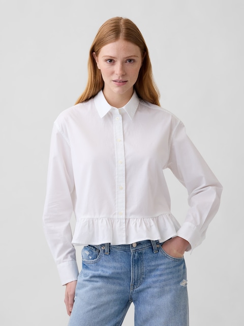 Relaxed Cropped Ruffle Shirt