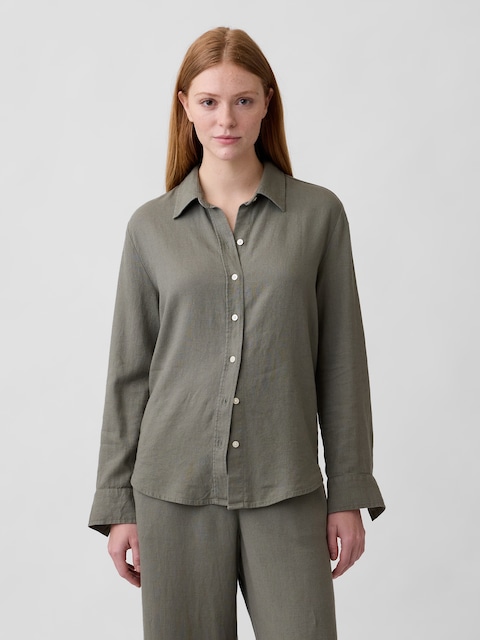 Linen-Blend Easy Shirt