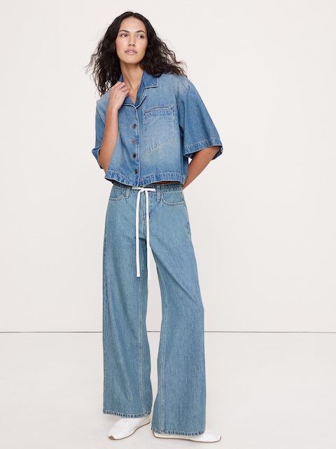 CHEMISIER COURT ET DROIT EN DENIM