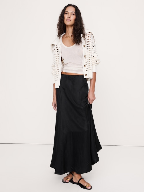 ビスコース リネン マキシスカート