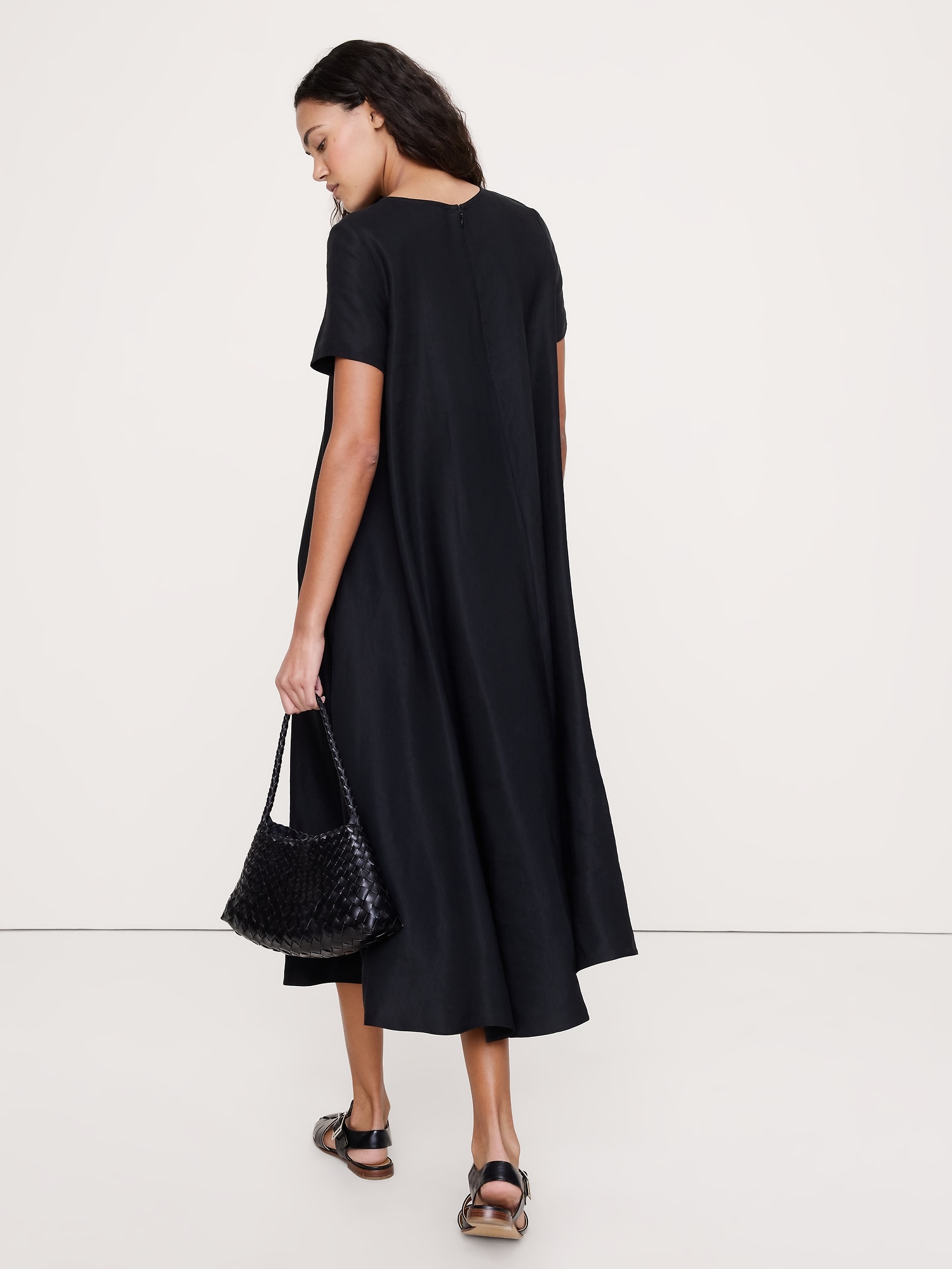 ビスコース リネン トラペーズ マキシ ドレス-1