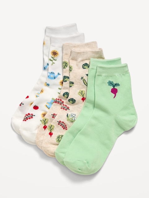 Novelty Quarter Crew Socks 3-Pack for Women