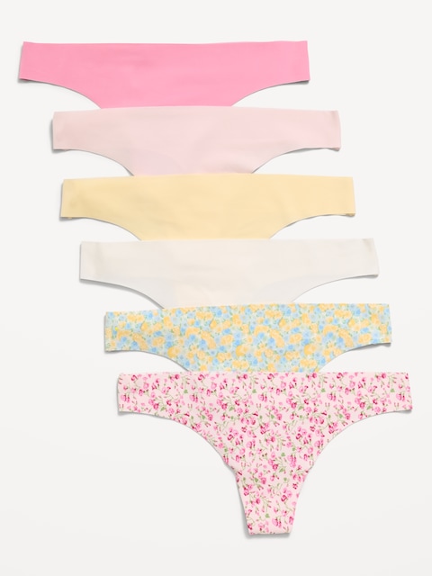 Low-Rise No-Show Thong Underwear 6-Pack