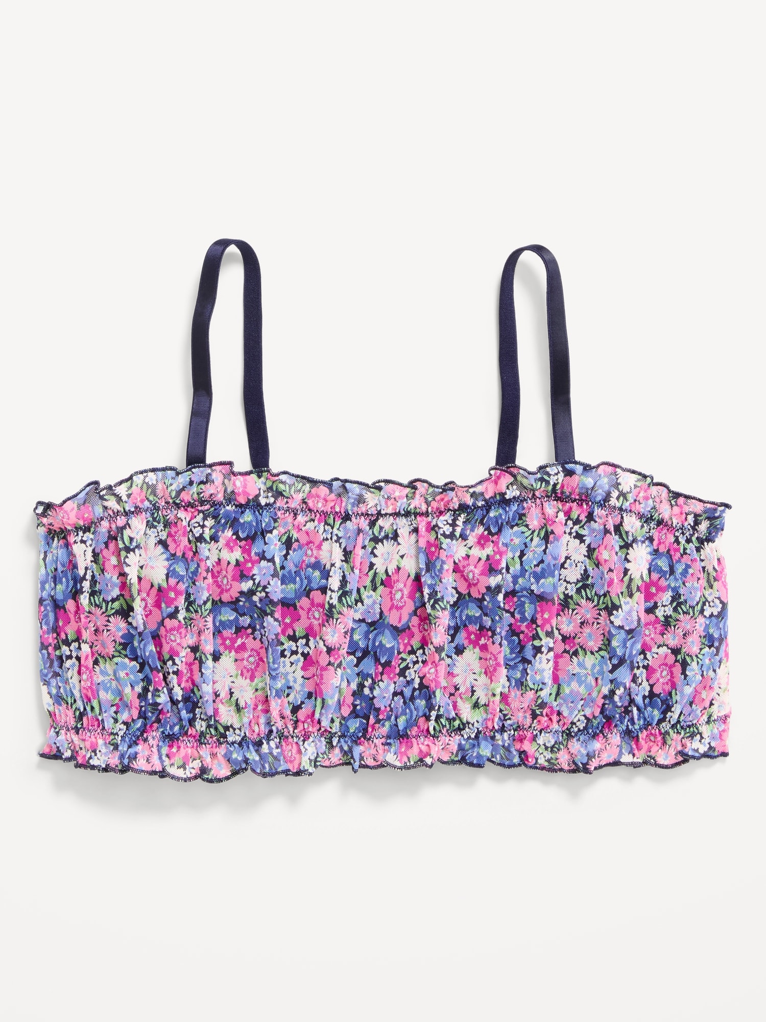 Ruffle-Edge Mesh Bralette