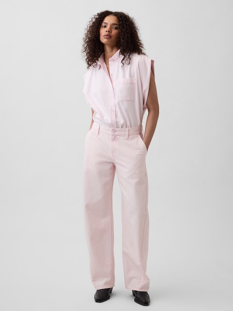 Gap × HFR Low Rise Pink Baggy Barrel Jeans by Nicole Benefield Portfolio