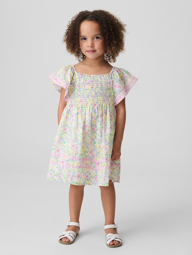 スモッキングギャザー フラッターフリルスリーブ ワンピース (幼児・ベビー)-0