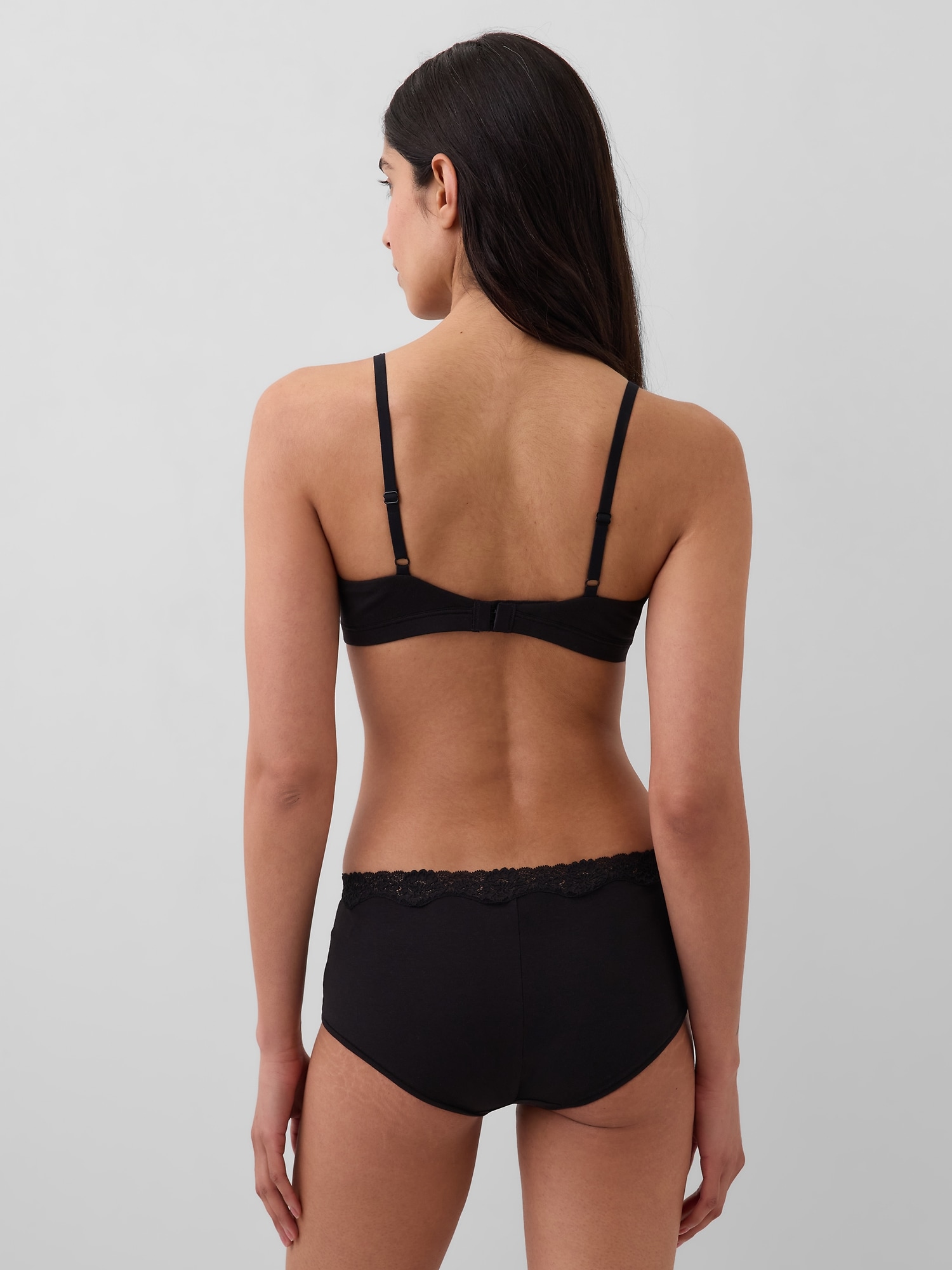 Organic Stretch Cotton Lace-Trim Triangle Bra