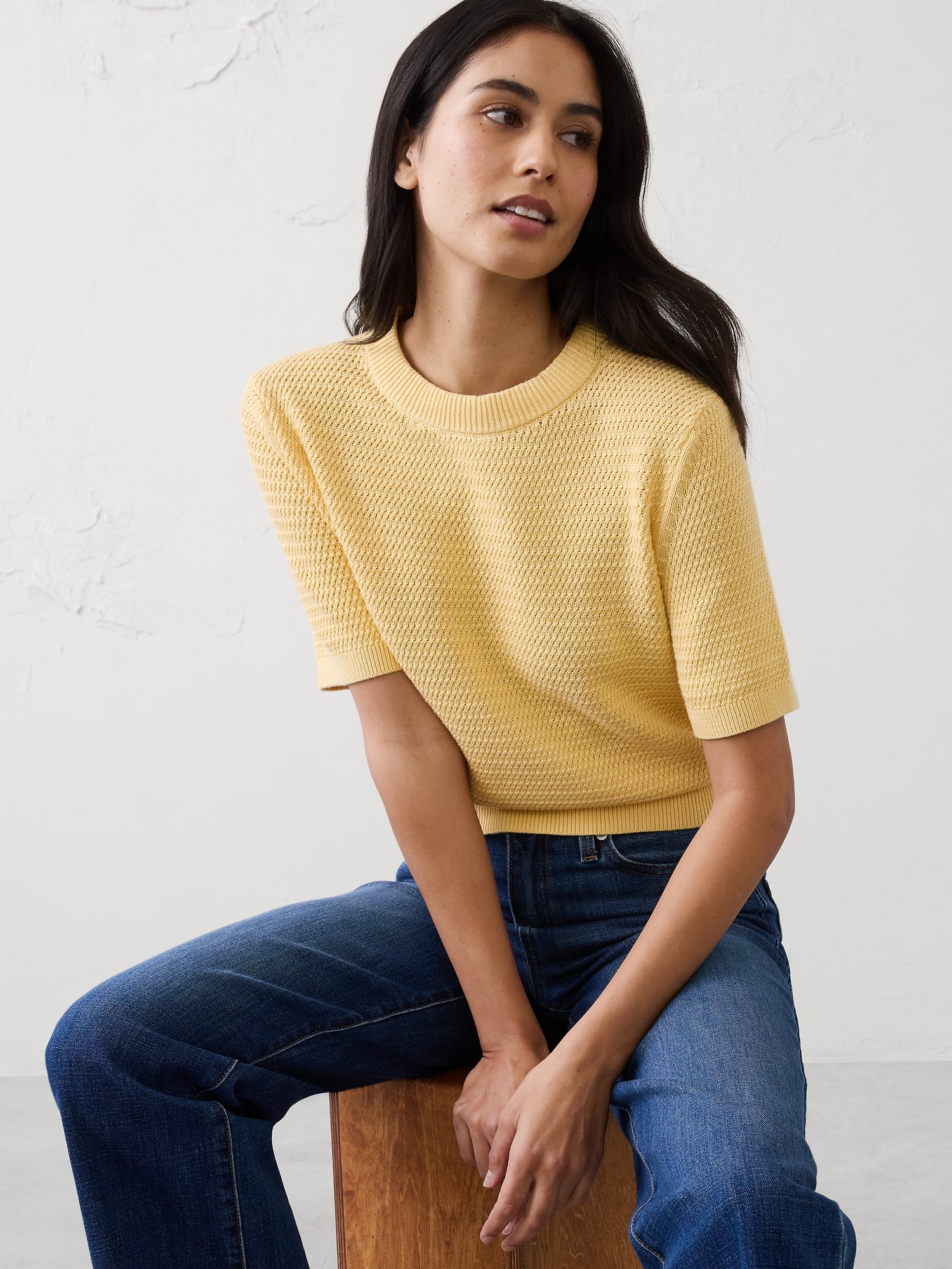 Texture Stitch Cropped Sweater