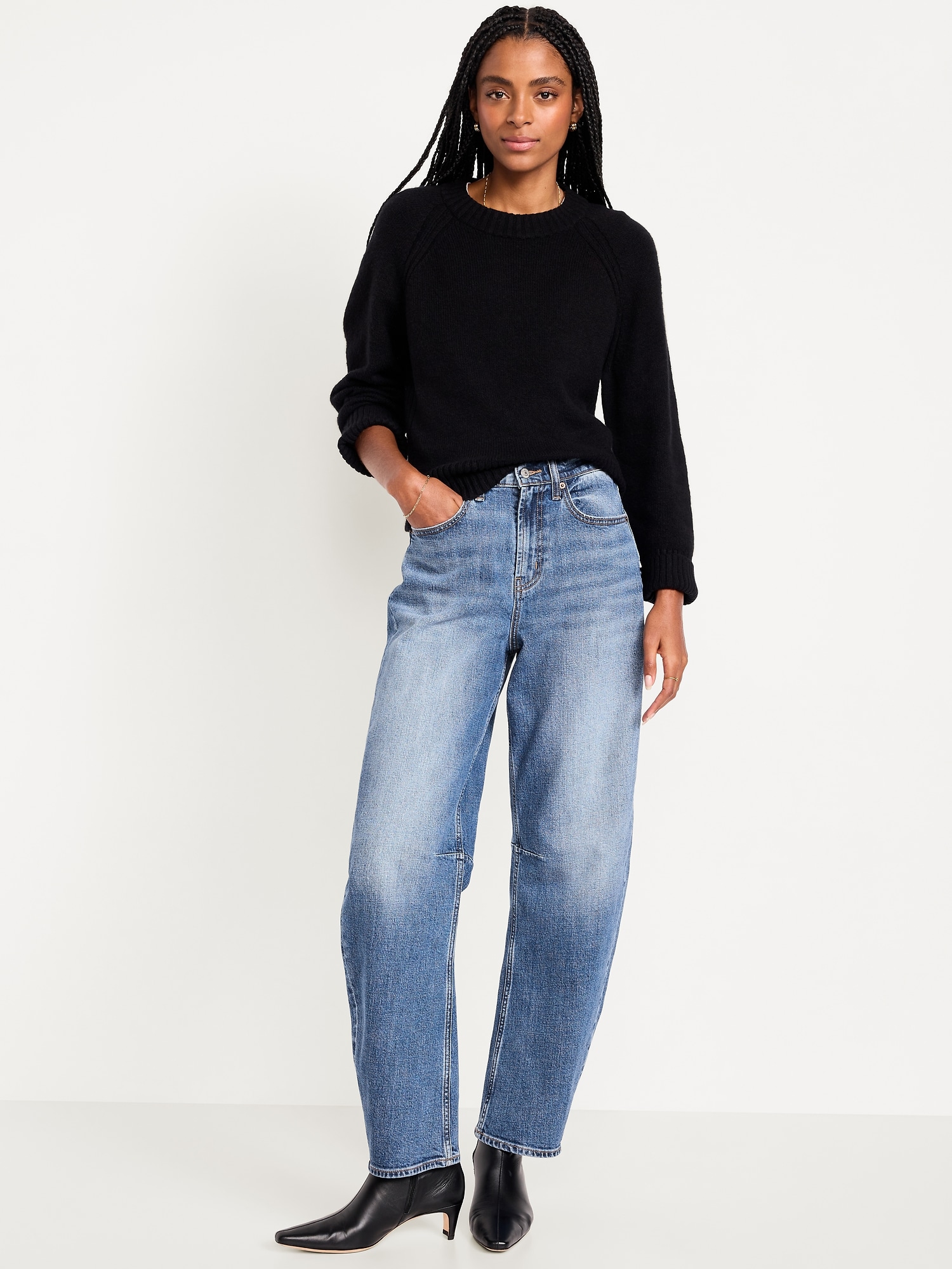 High-Waisted Barrel Jeans