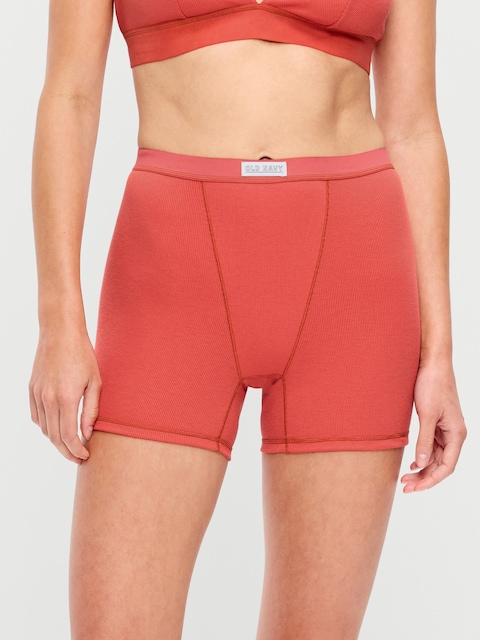 High-Waisted Ribbed Boyshort Briefs -- 3-inch inseam