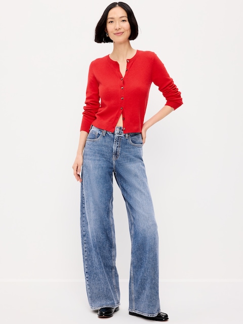 High-Waisted Baggy Wide-Leg Stretch Jeans