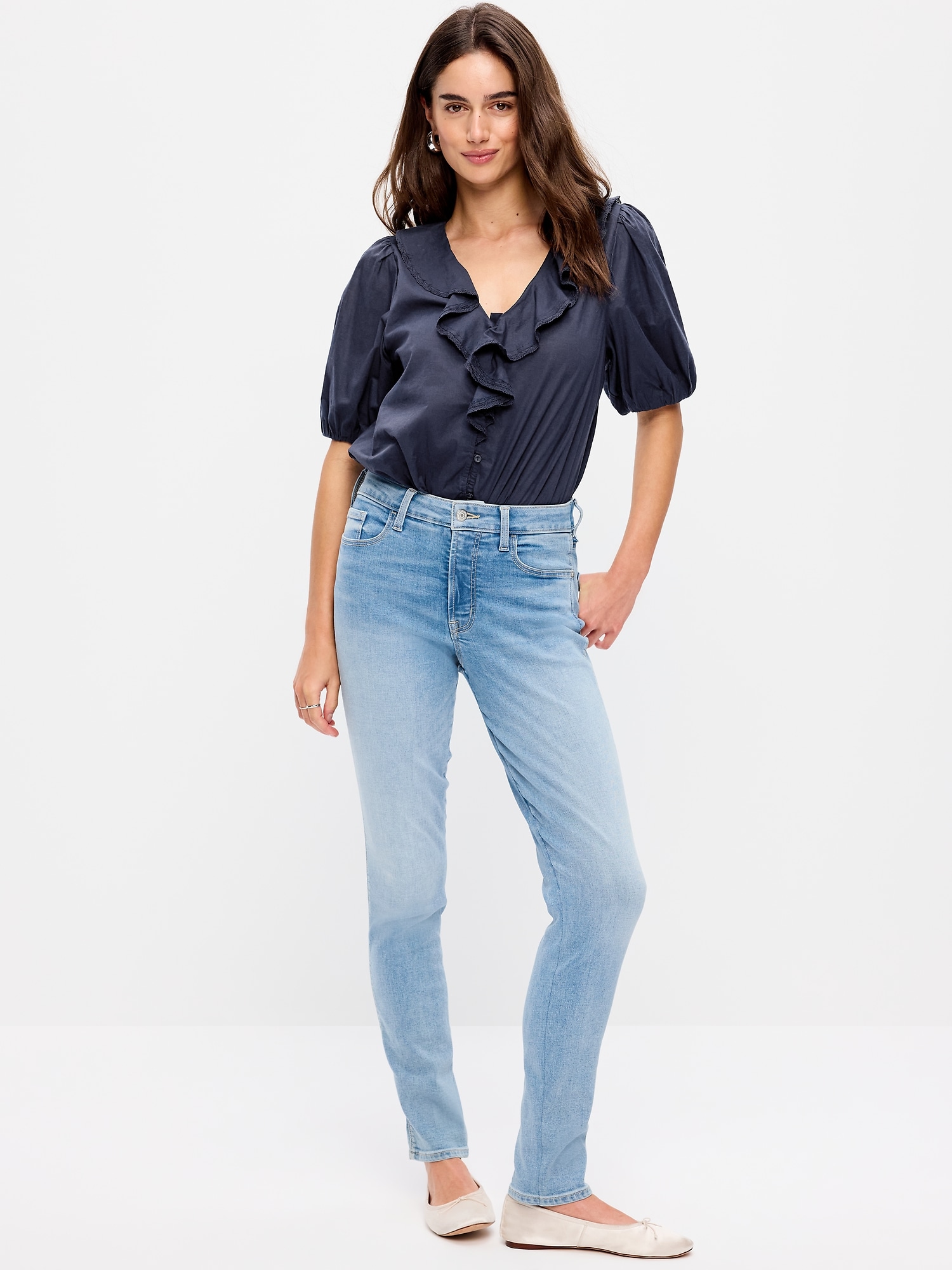High-Waisted Slim Jeans