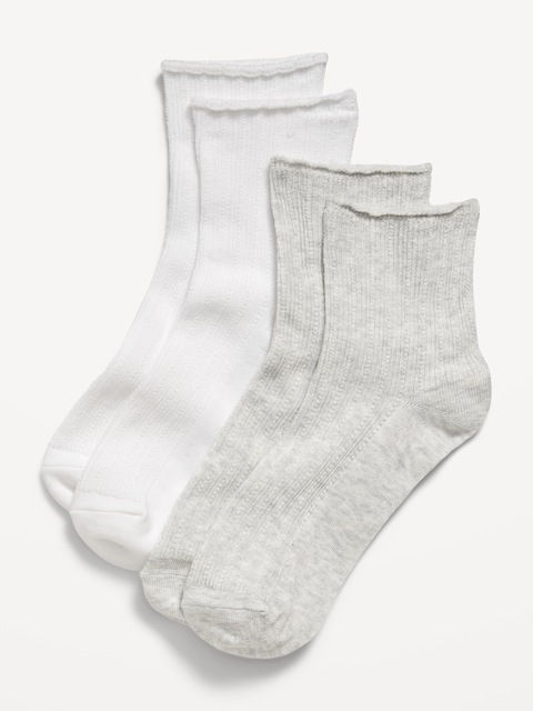 Ribbed Quarter-Crew Socks 2-Pack