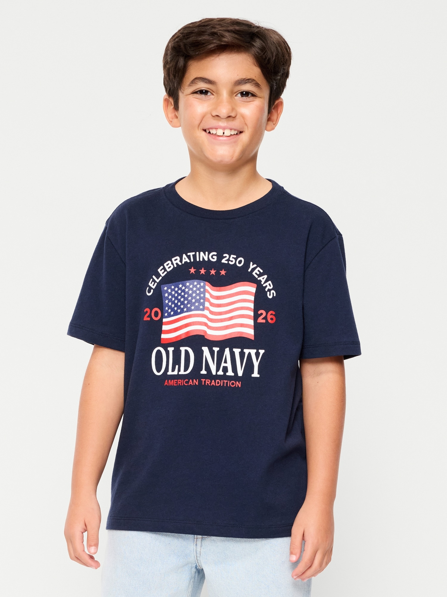 Short-Sleeve Gender-Neutral Flag Logo Graphic T-Shirt for Kids