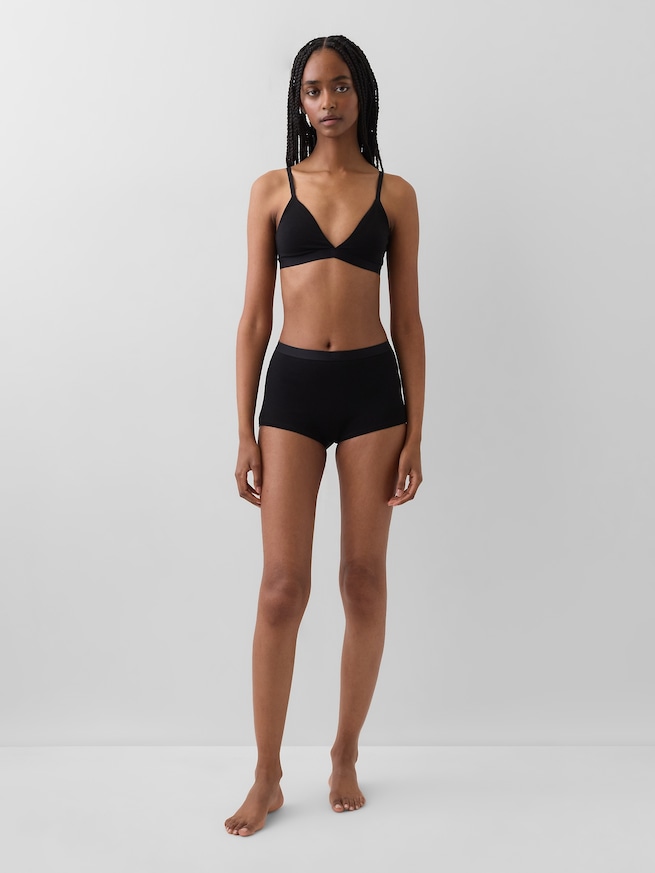 オーガニックコットン ストレッチ ハイライズ ボーイレングスショーツ-2