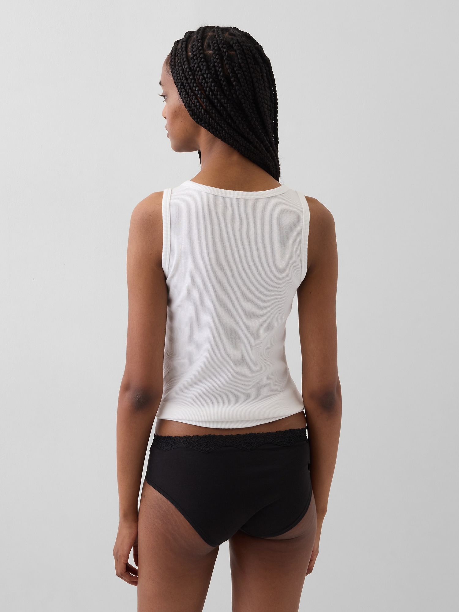 Organic Stretch Cotton Lace-Trim Hipster