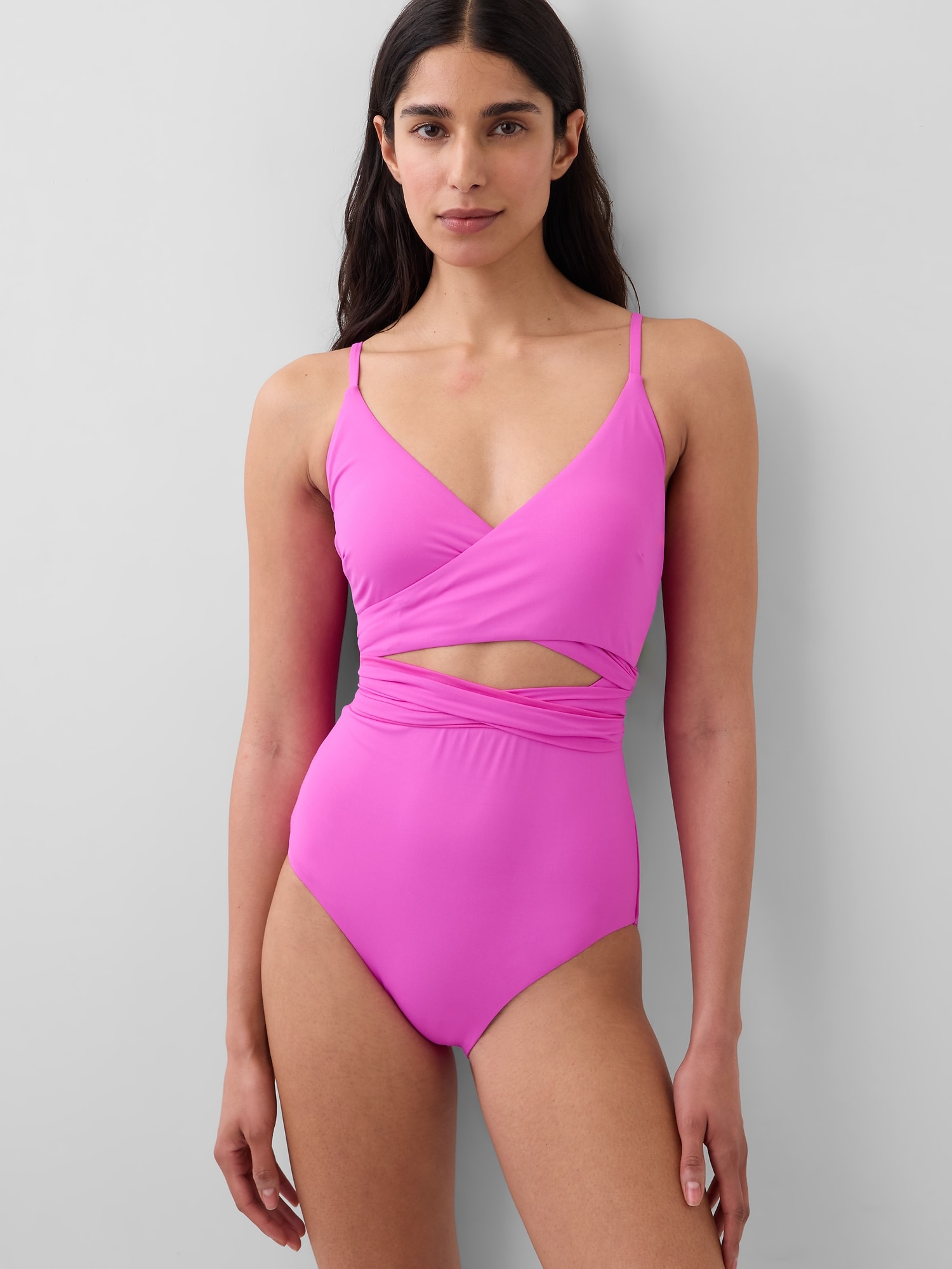 Tie-Knot Cutout Wrap One-Piece Swimsuit