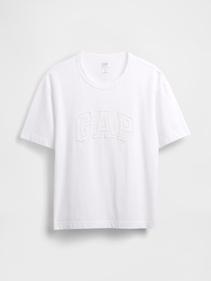ヘビーウェイト リラックスフィット GAPロゴ クロップドTシャツ