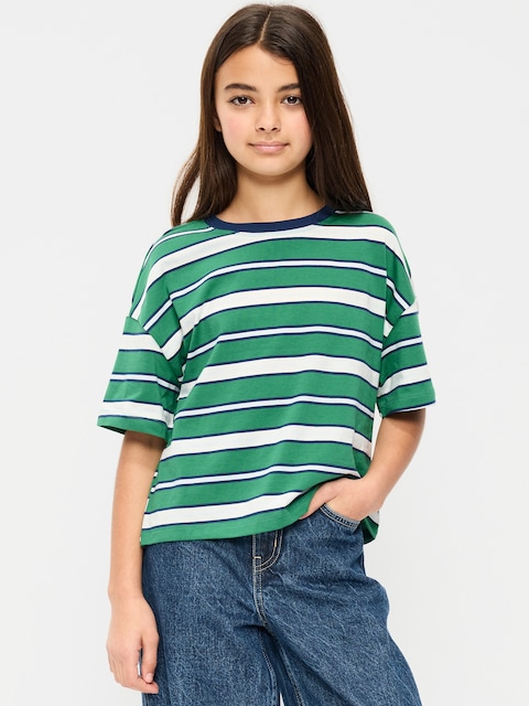 Oversized Short-Sleeve Cropped T-Shirt for Girls