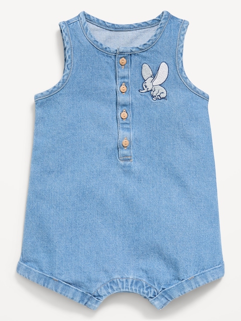 Disney© Dumbo Unisex Sleeveless Henley One-Piece Romper for Baby